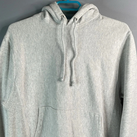 Champion Reverse Weave Hoodie Light Grey Baggy Oversized Ribbed Sides Pocket Sm - Picture 3 of 12